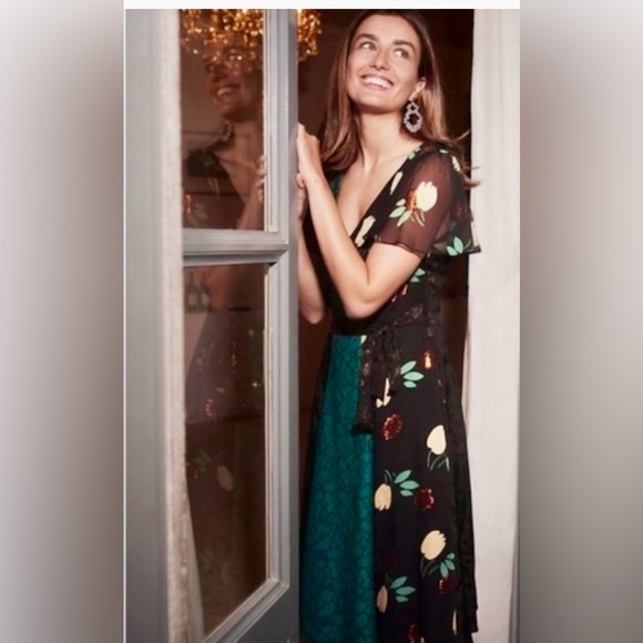 Anthropologie Moulinette Soeurs Mixed Media Ciao Bella Faux Wrap Dress - Picture 5 of 11